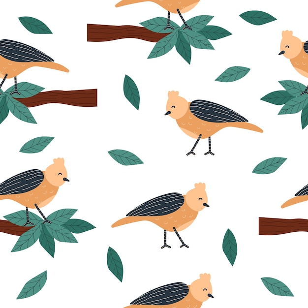 Schattige vogel naadloze patroon inpakpapier print