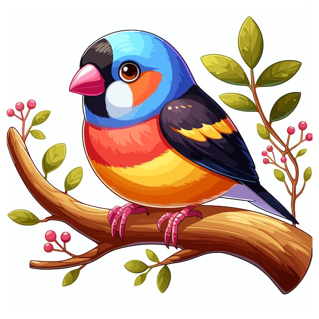 schattige vogel op brach boom cartoon vector op witte achtergrond