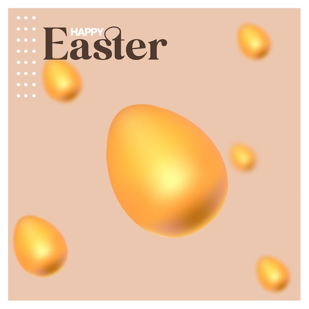 schattige vrolijke paasachtergrond met realistische gouden eieren