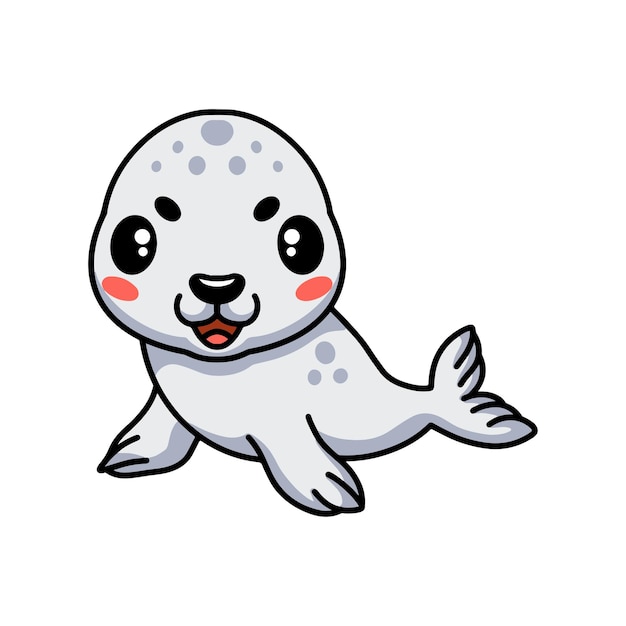 Schattige witte kleine zeehond cartoon