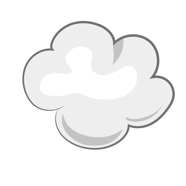 Schattige witte wolk geïsoleerd op een witte achtergrond, Cartoon vectorillustratie