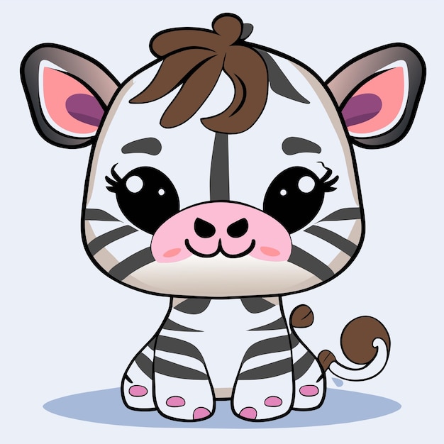 Schattige zebra hand getekende cartoon sticker pictogram concept geïsoleerde illustratie