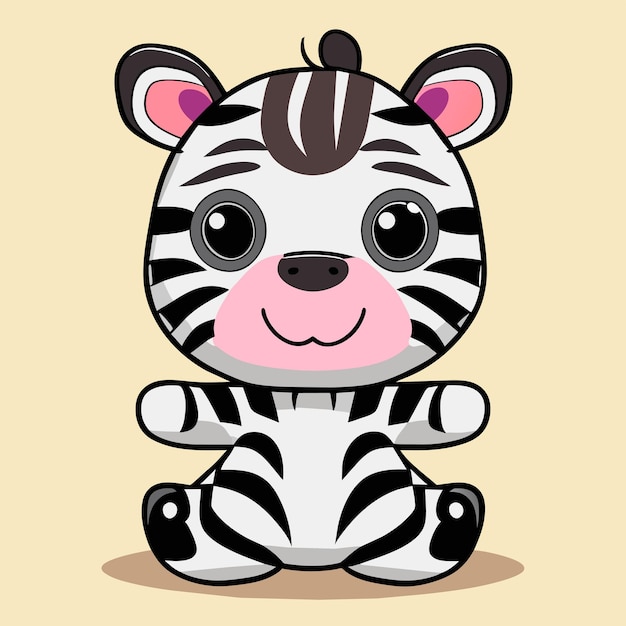 Vector schattige zebra hand getekende cartoon sticker pictogram concept geïsoleerde illustratie