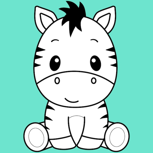 Vector schattige zebra, kawaii zebra zwart-wit overzicht voor kleurboek.