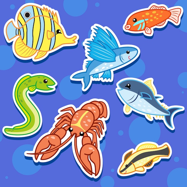 Schattige zeedieren stickers