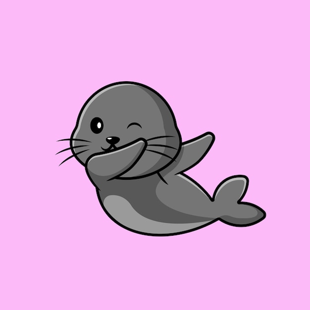 Schattige zeehonden deppen Cartoon vector pictogram illustratie