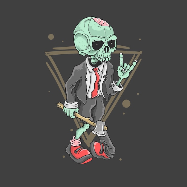 Schattige zombie rocker illustratie vector