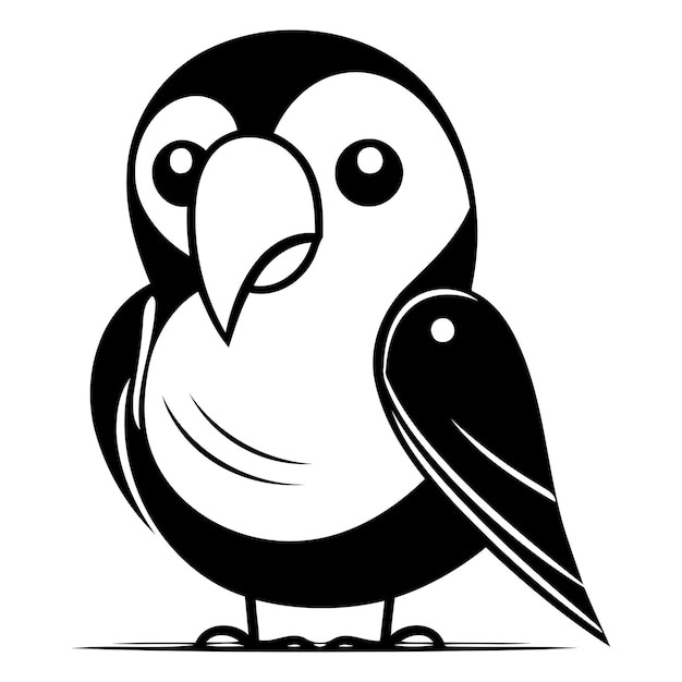 schattige zwarte en witte vogel geïsoleerd op witte achtergrond vector illustratie