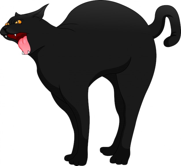 schattige zwarte kat cartoon