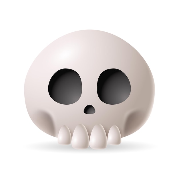 Schedel 3d illustratie van halloween schedel geïsoleerd op een witte achtergrond