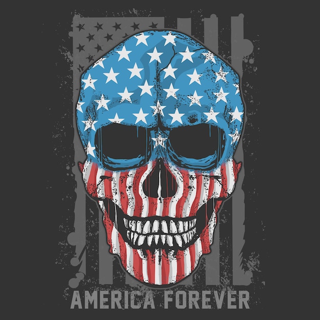 Vector schedel amerika de vlag kunstwerkvector van de vs
