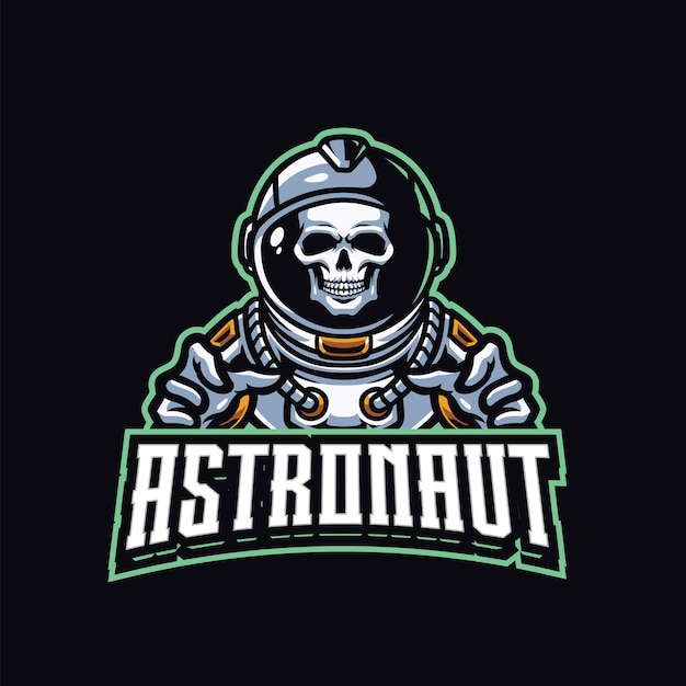 Schedel astronaut mascotte logo sjabloon voor esport en sport logo team