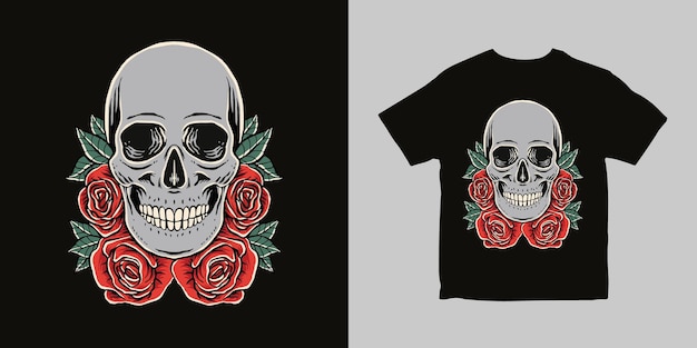 Schedel bloem illustratie t-shirt ontwerp