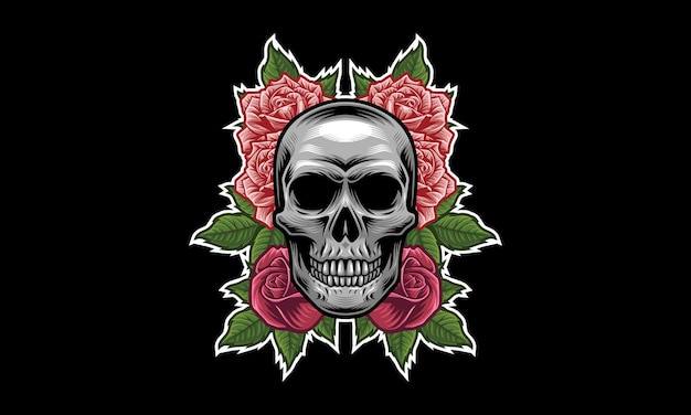 Schedel bloem mascotte logo ontwerp
