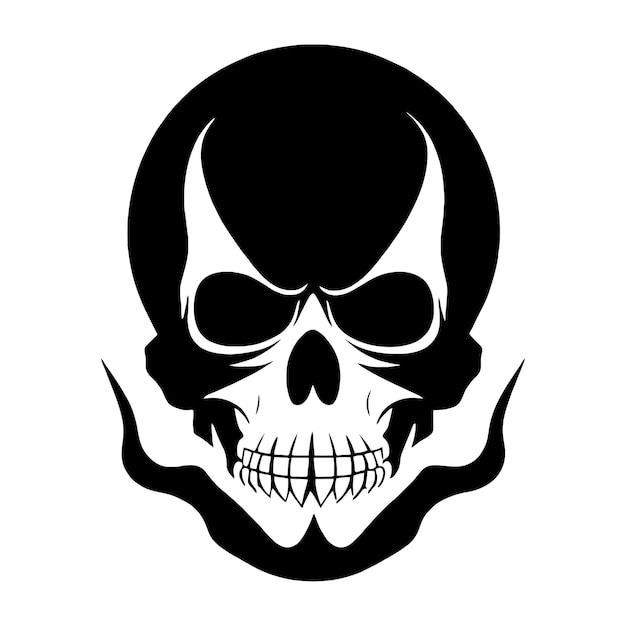 Schedel botten skelet logo eenvoudige zwarte tatoeage