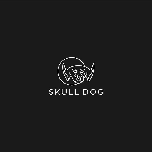 Schedel hond logo ontwerp pictogrammalplaatje