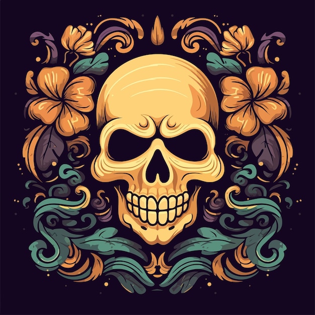 Vector schedel hoofd illustratie portretteert vector illustratie voor halloween poster dag van de dode tatoeage