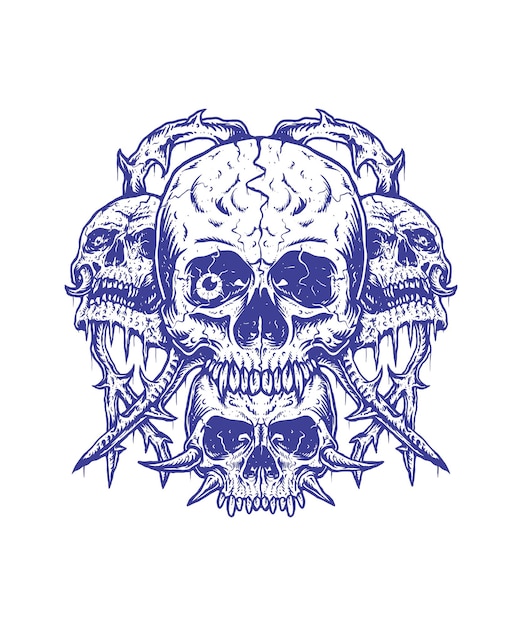 Vector schedel illustratie voor t-shirt