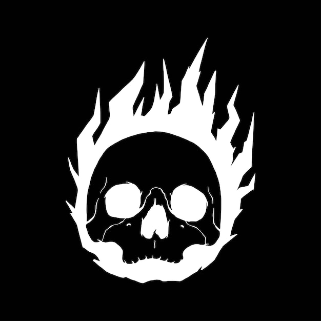 Vector schedel in brand met vlammen illustratie silhouet brandende schedel vector geïsoleerd op zwart