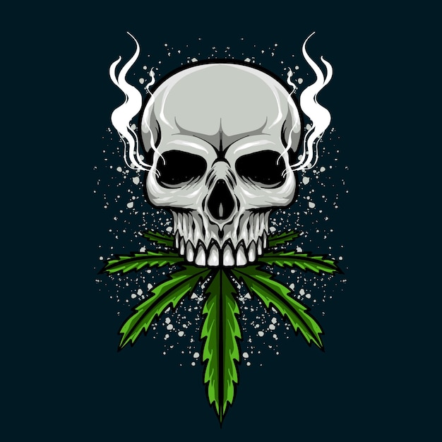 schedel marihuana t-shirt ontwerp illustratie