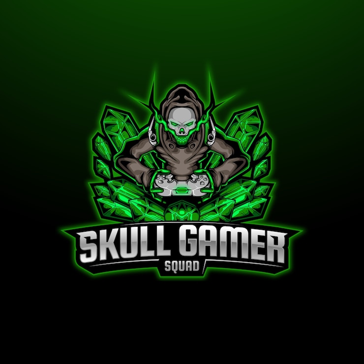 Vector schedel mascotte kristalsteen esport