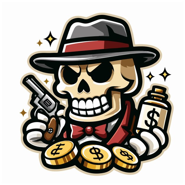 Schedel mascotte logo icoon Ontwerp