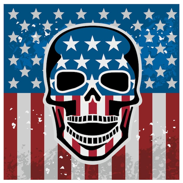 Vector schedel met amerikaanse vlag.