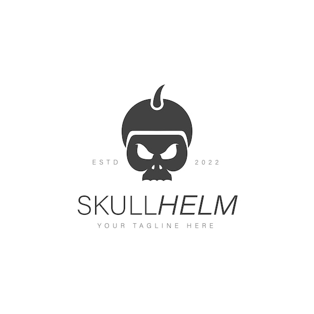 Schedel met helm logo ontwerp illustratie icon