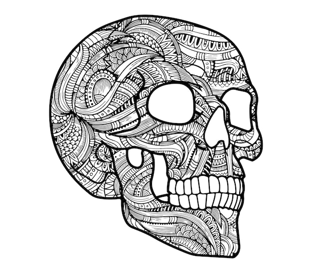 schedel met mandala stijl volwassen kleurpagina