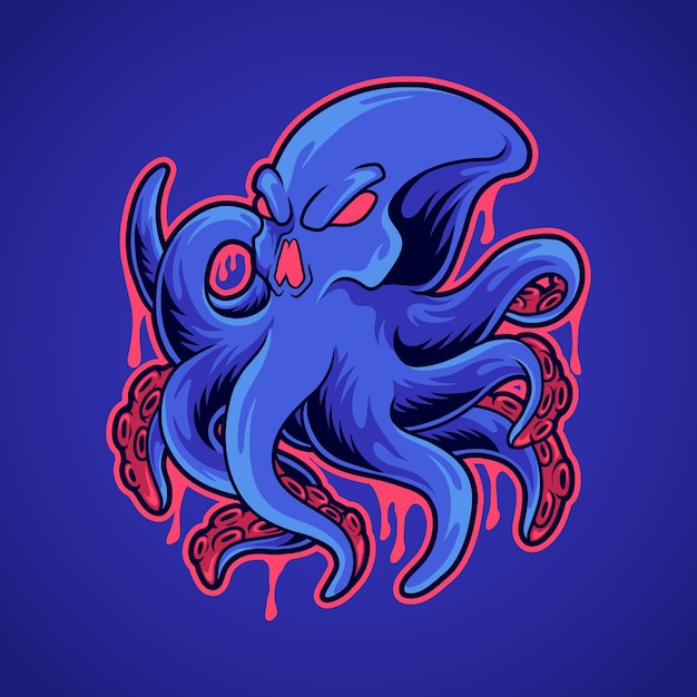 Schedel octopus illustratie