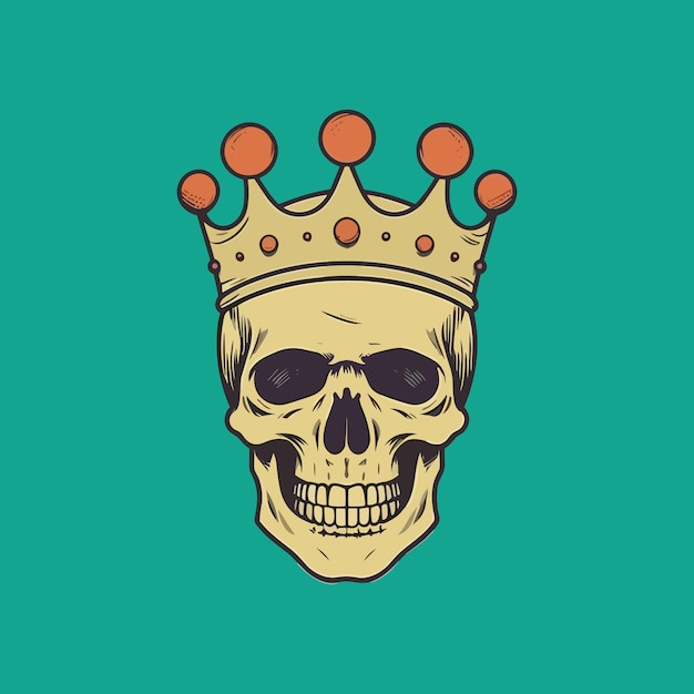 schedel op zoek naar een kroon hand getrokken logo ontwerp illustratie
