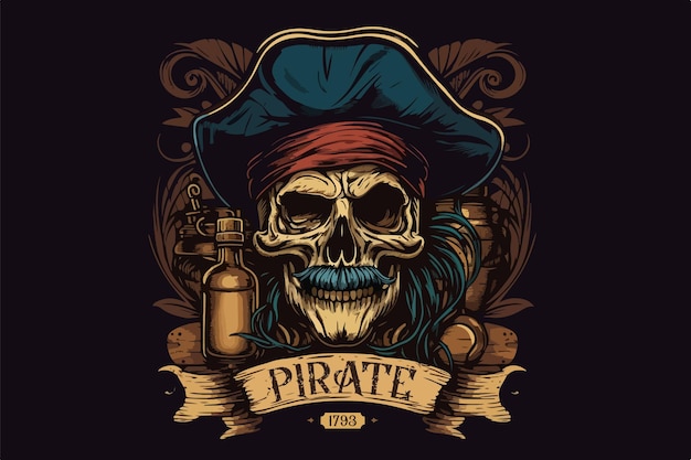 Schedel piraat rum vectorillustratie