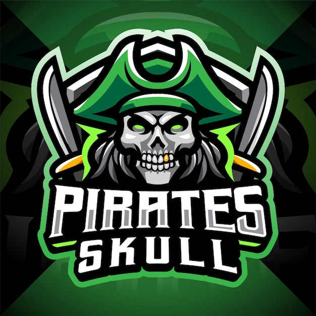 Schedel piraten mascotte gaming logo ontwerp