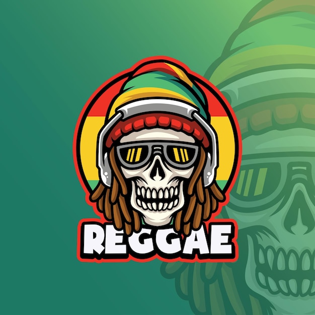 Schedel Reggae Mascot Logo Premium Sjabloon