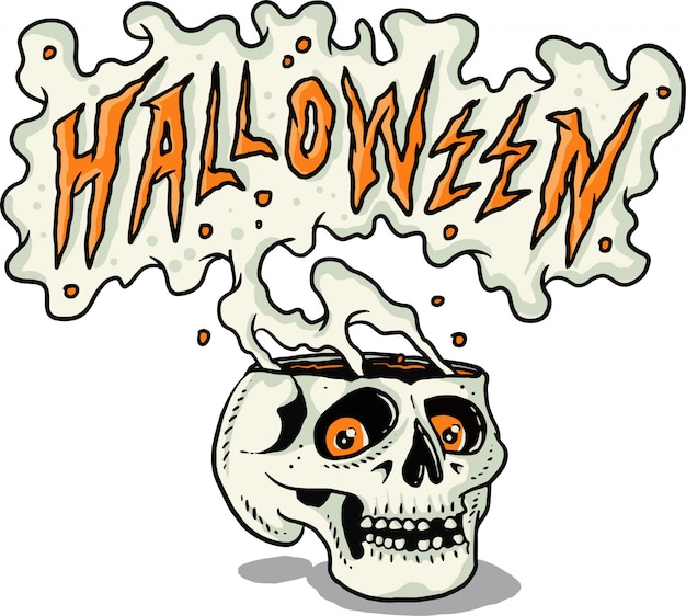 Vector schedel rook halloween typografie