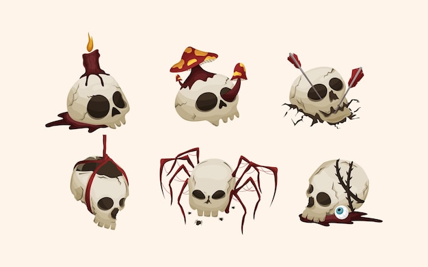 Schedel skelet halloween vector clipart illustratie