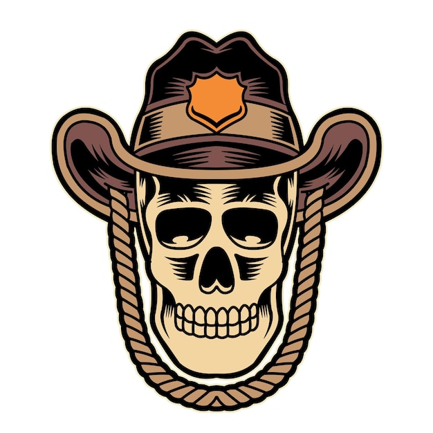 Schedel van cowboy vectorillustratie