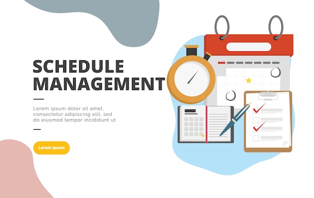 Schedule management flat design banner illustration