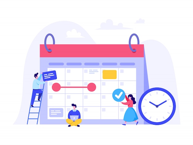 Vector schedule planning concept for landing page, ui, web, homepage