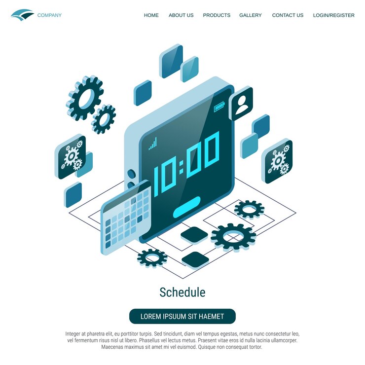Vector schedule time management business planning deadline flat 3d isometric vector concept