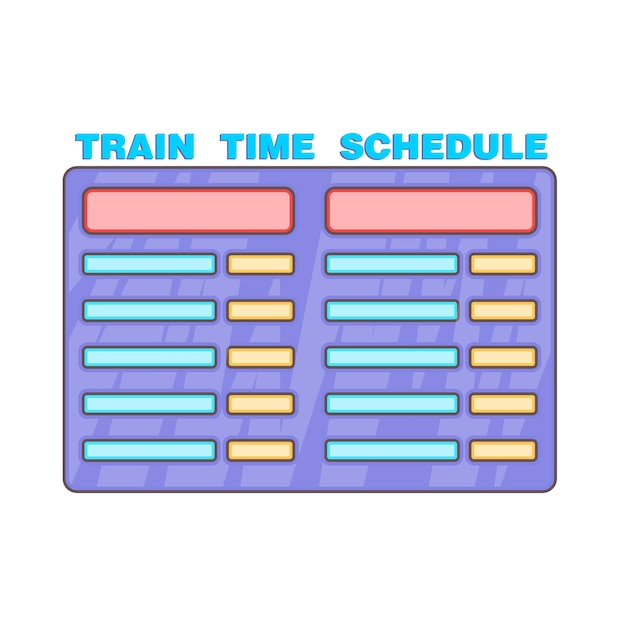 Vector schedule time of trains icon in cartoon style isolated on white background time symbol