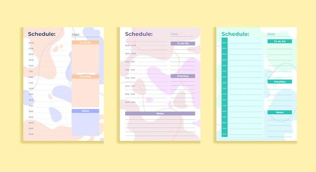 Schedule with abstract theme schedule template for daily activity planner