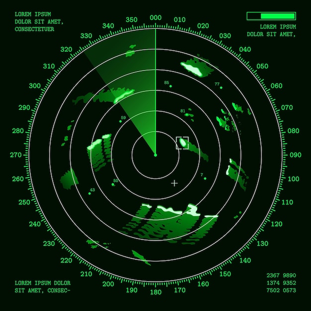 Vector scheepsradarscherm militair sonar digitaal display