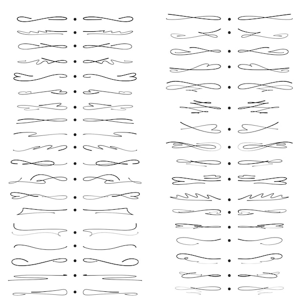 Scheidingslijnen voor tekst instellen inkt hand tekenen Abstracte doodle kaart scheidingslijnen Decoratie collectie voor kaart