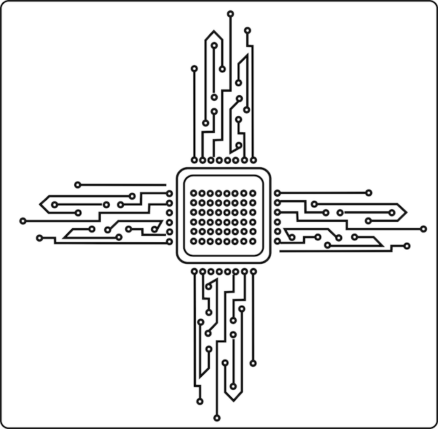 Vector schema van de kruisvormige microchip