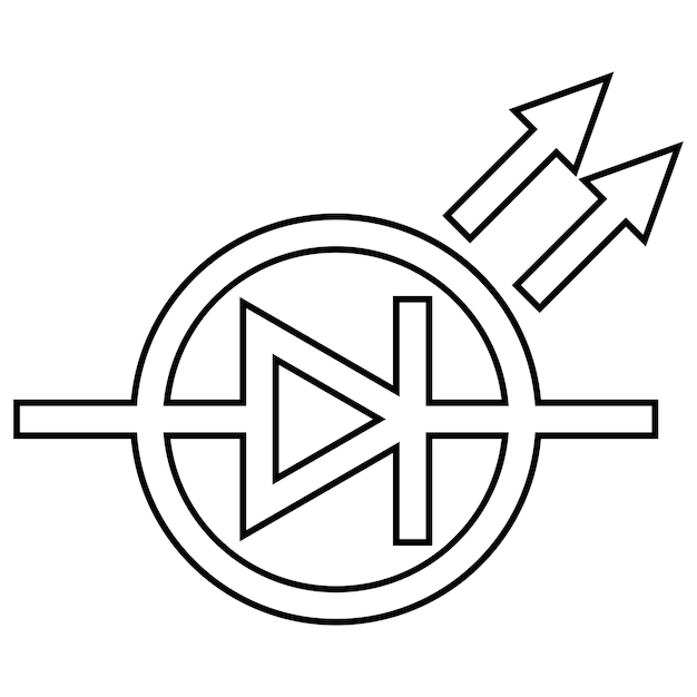 Vector schematic designation led semiconductor device converts electric current light radiation