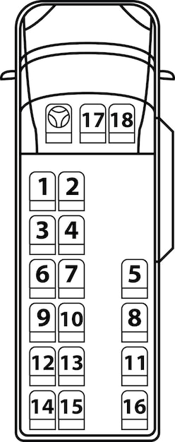 Lo schema dei posti nell'autobus.