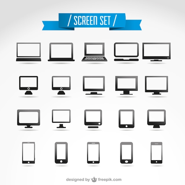 Schermen set vector iconen