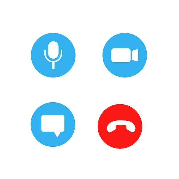 Schermsjabloon voor videogesprekken. Video cal pictogrammen instellen.