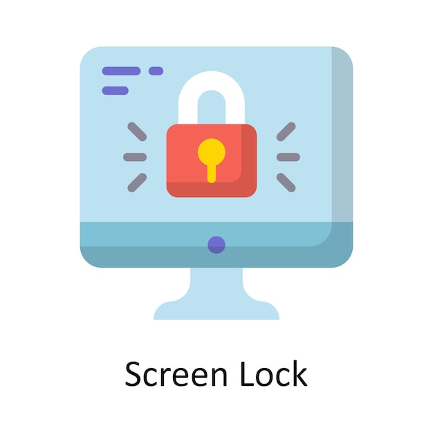 Schermvergrendeling Vector Flat Icon Design illustratie